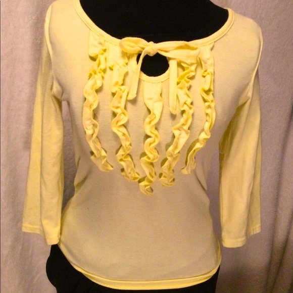 GORGEOUS YELLOW RUFFLED COTTON TOP - Picture 3 of 3